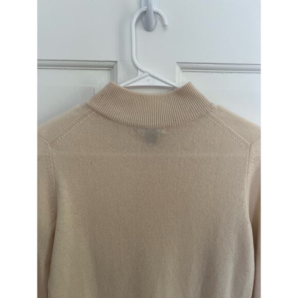 Prive Women's XS 100% Cashmere Sweater Cream Beige Mock Neck Lightweight FLAW - Picture 5 of 12